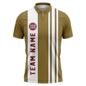 Geometric Maroon Black White Striped Team Polo Shirt With Custom Text Panel