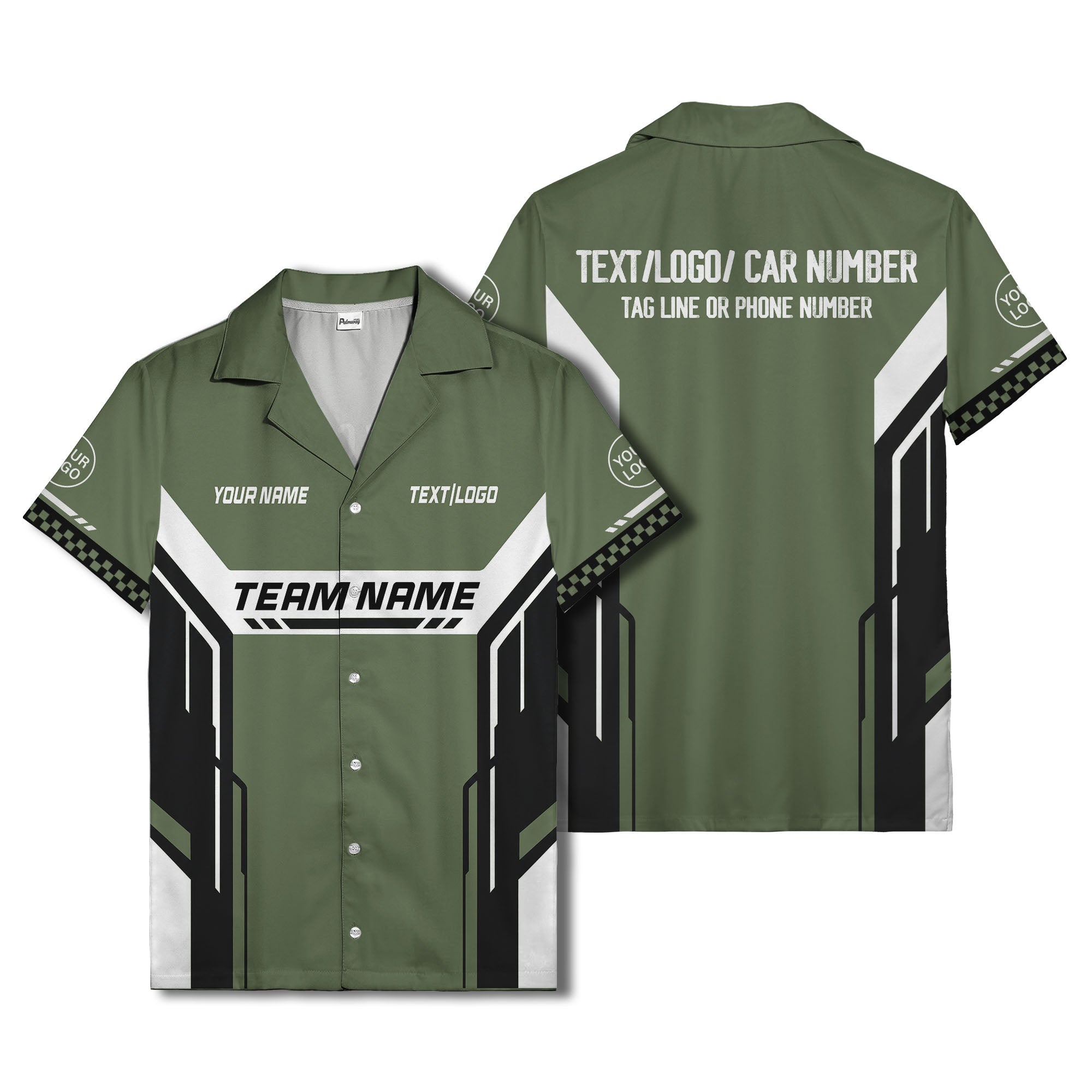 geometric stripes & custom text aloha hawaiian shirt for men