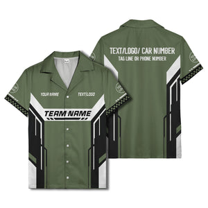 geometric stripes & custom text aloha hawaiian shirt for men