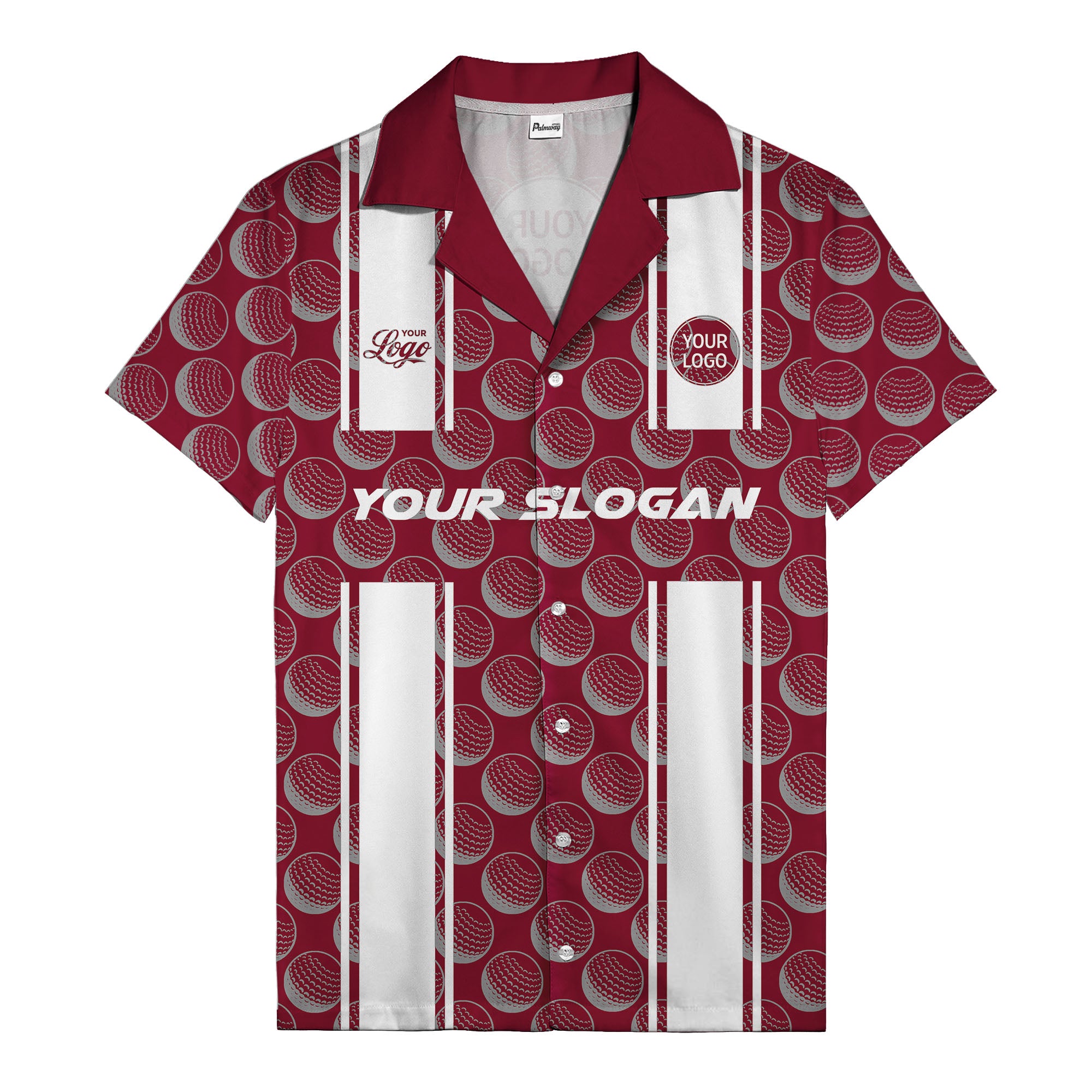 golf ball & white stripe repeat hawaiian shirt for golfers