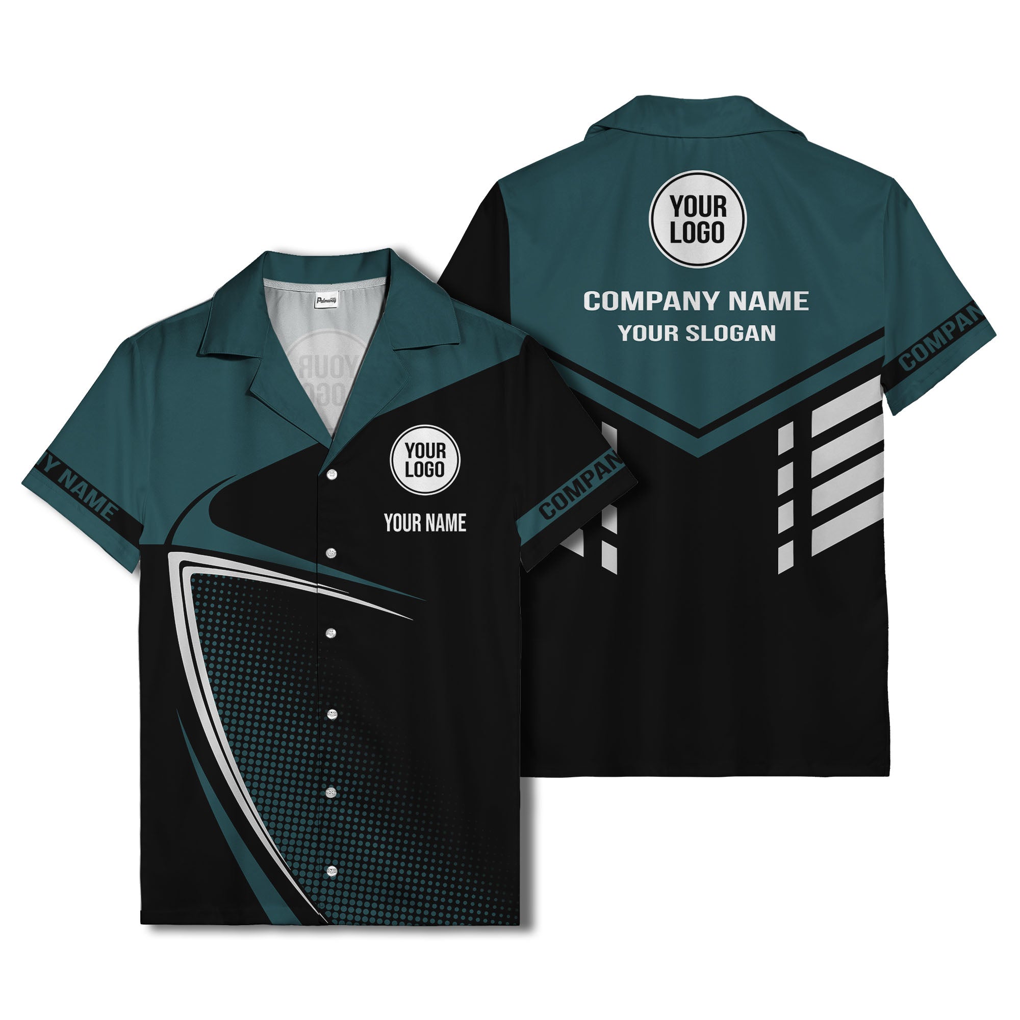 golf club silhouette & dot geometric hawaiian shirt for men