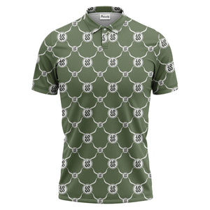 interlocking chain link logo repeat monochrome graphic polo shirt for men