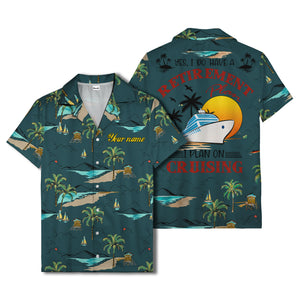 island paradise palm trees & sailboats sunset hawaiian shirt