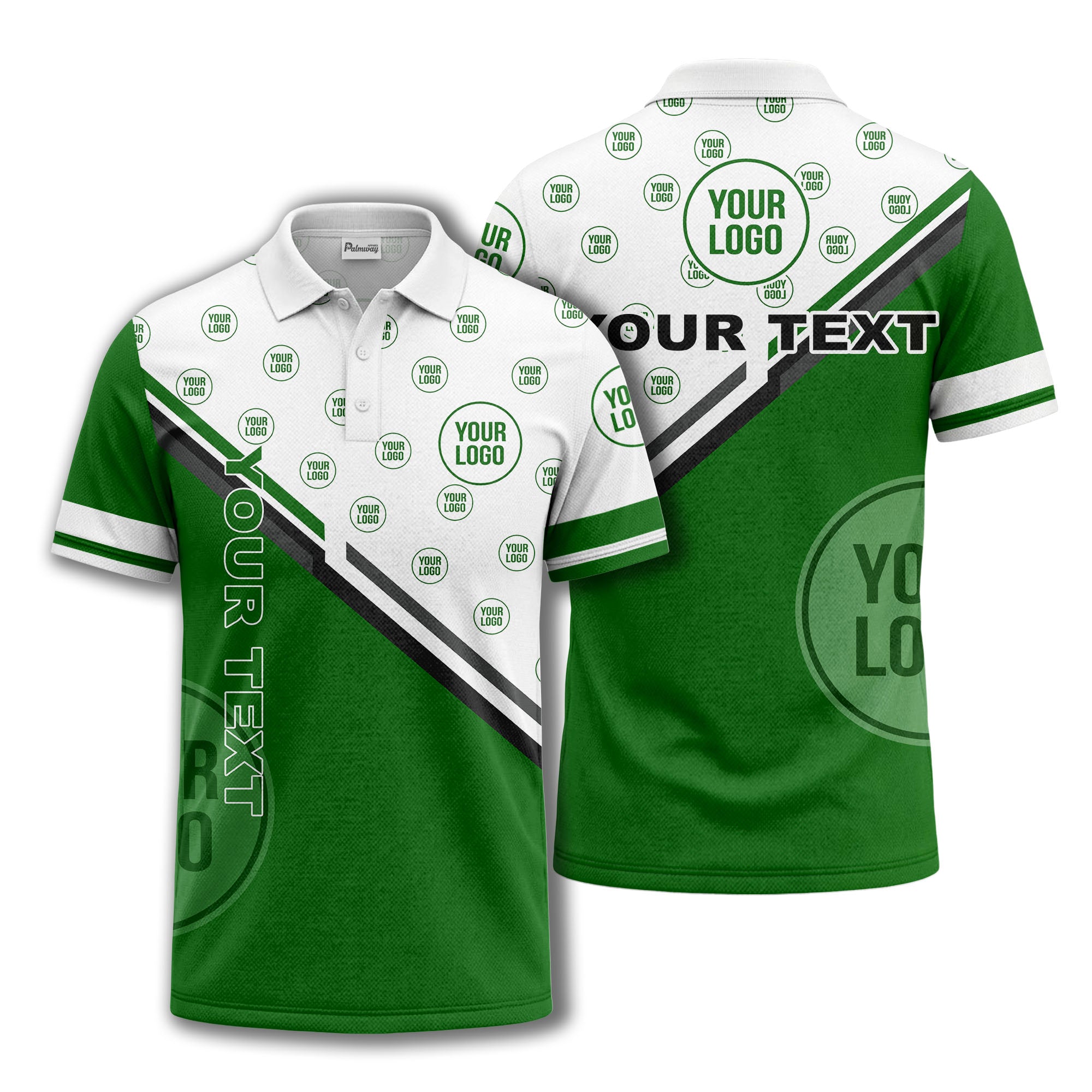 logo repeat diagonal stripe customizable polo shirt for teams