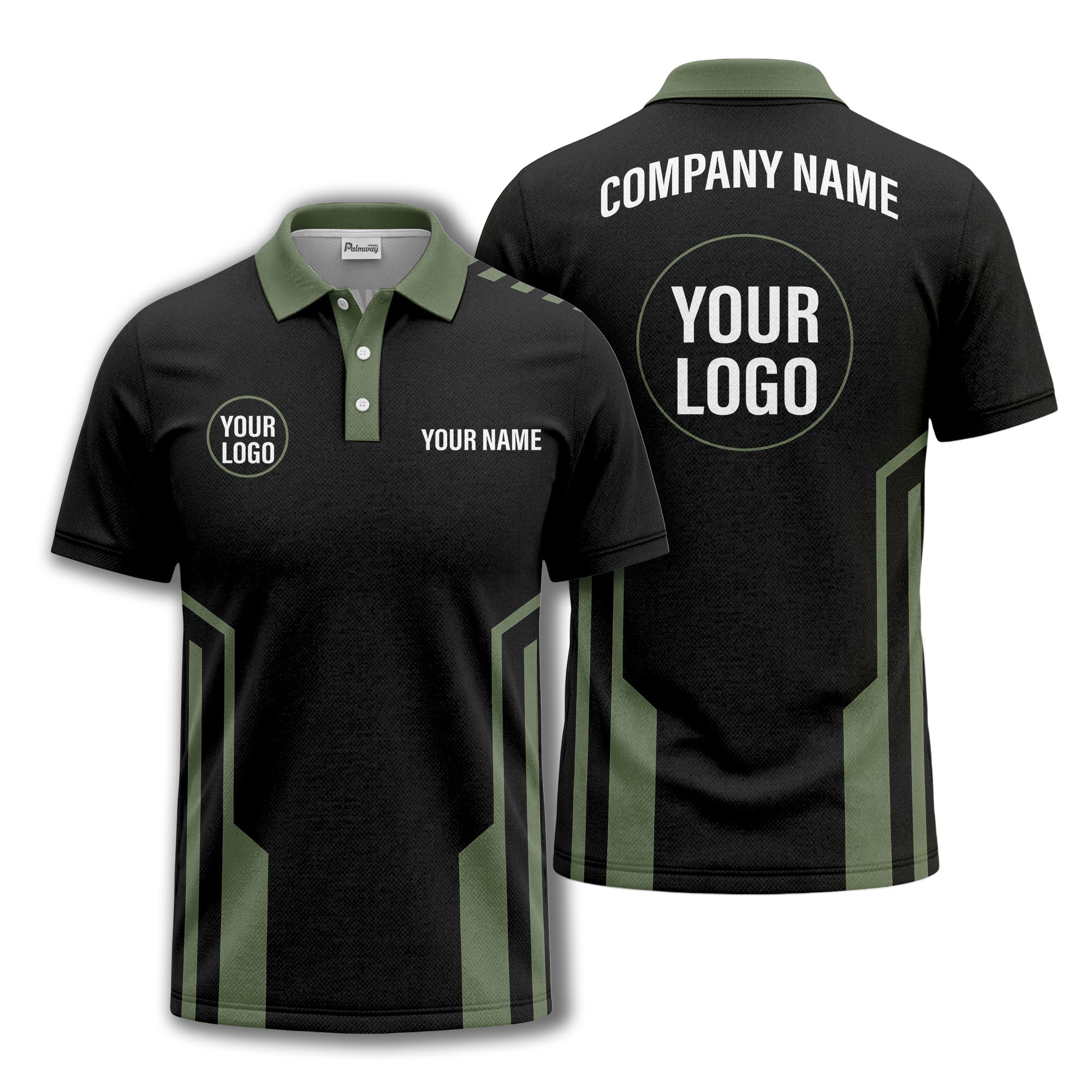 modern black white geometric stripes custom logo polo shirt