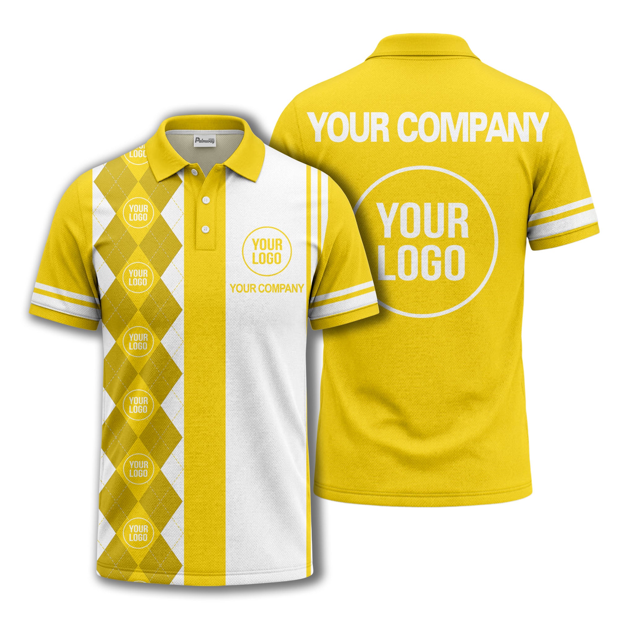 monochrome argyle diamond & custom logo polo shirt