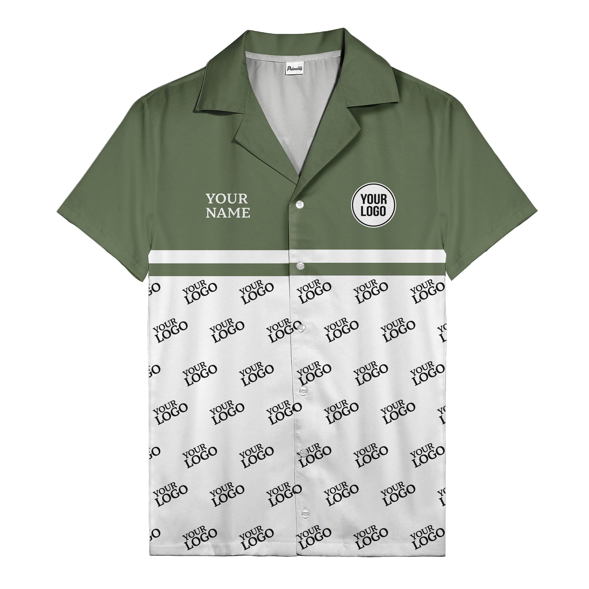 monochrome custom logo repeat hawaiian shirt for men