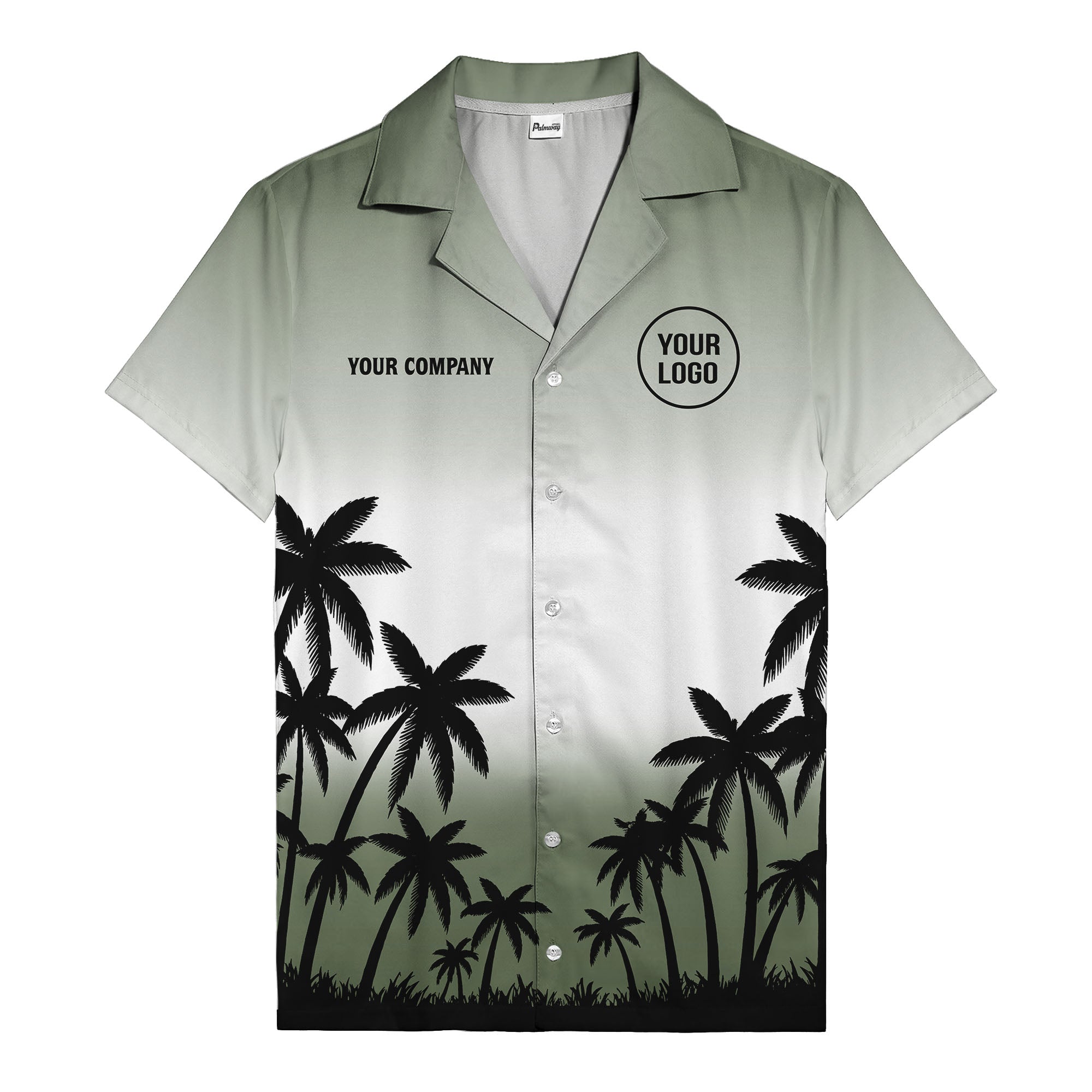 monochrome palm tree gradient silhouette hawaiian shirt for men
