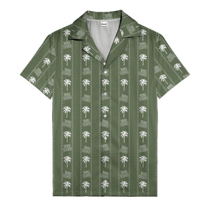 monochrome palm tree & signature logo stripe hawaiian shirt for men