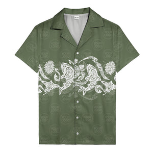 monochrome tribal turtle & sun motifs heritage hawaiian shirt