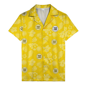 monochrome tropical flowers and leaves hawaiian shirt for men