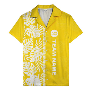 monstera leaf repeat black white graphic hawaiian shirt for men