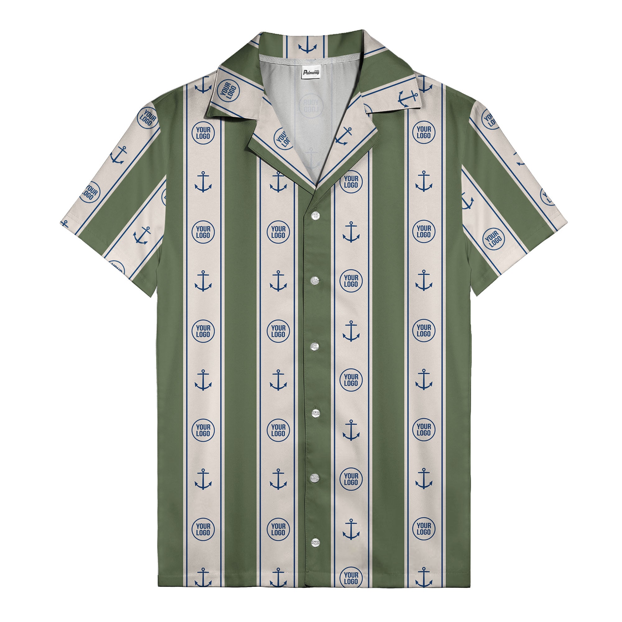 nautical anchors & custom logo repeat hawaiian shirt for men