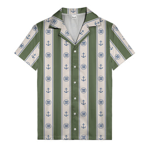 nautical anchors & custom logo repeat hawaiian shirt for men
