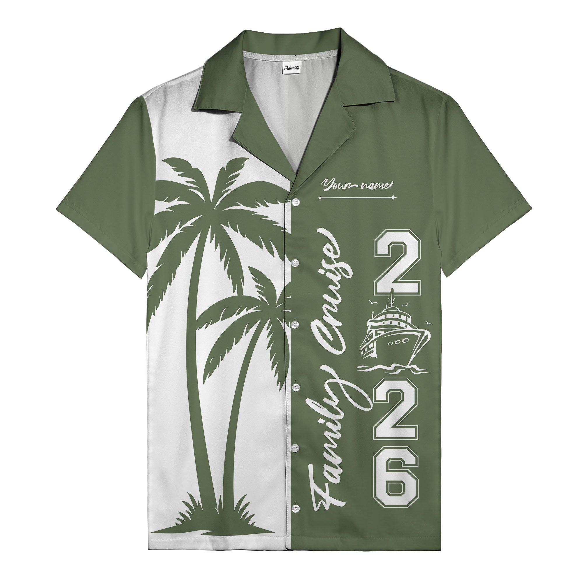 palm tree cruise ship family vacation graphic hawaiian shirt