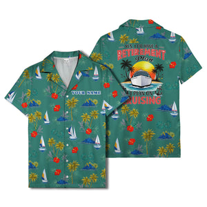 palm trees sailboats hibiscus island paradise hawaiian shirt