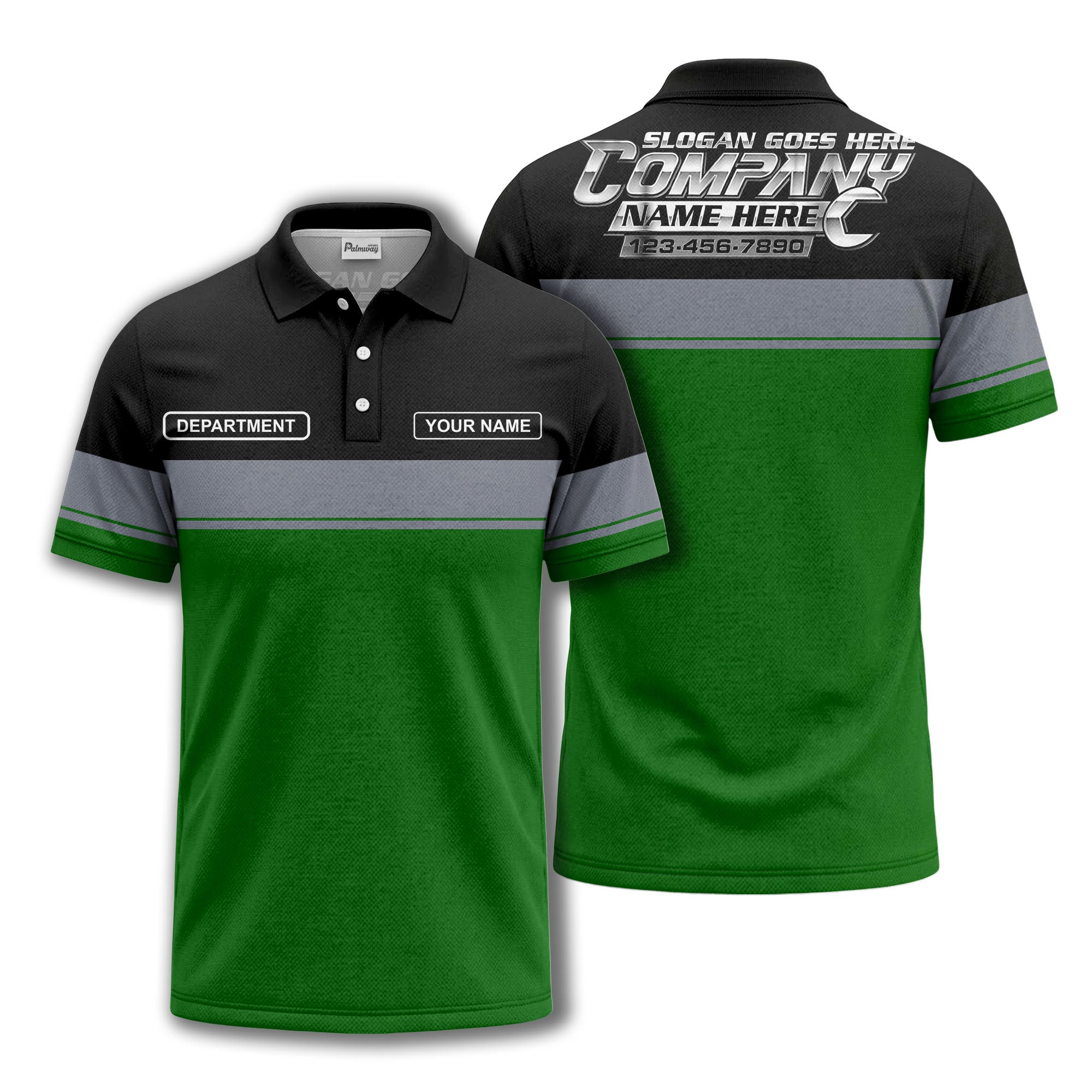 personalized department name gray stripe polo shirt for teams