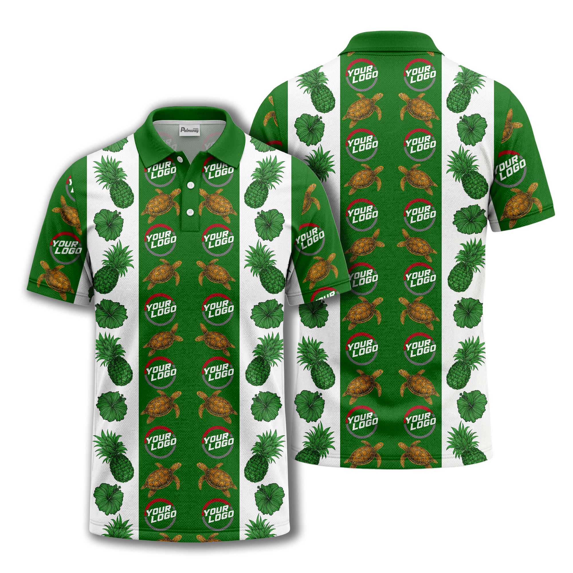 pineapple sea turtle hibiscus custom logo polo shirt