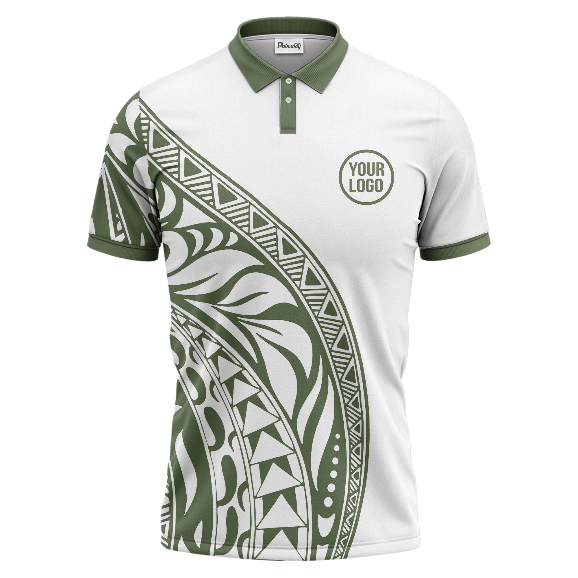 polynesian tribal tattoo geometric triangles black white polo shirt for men