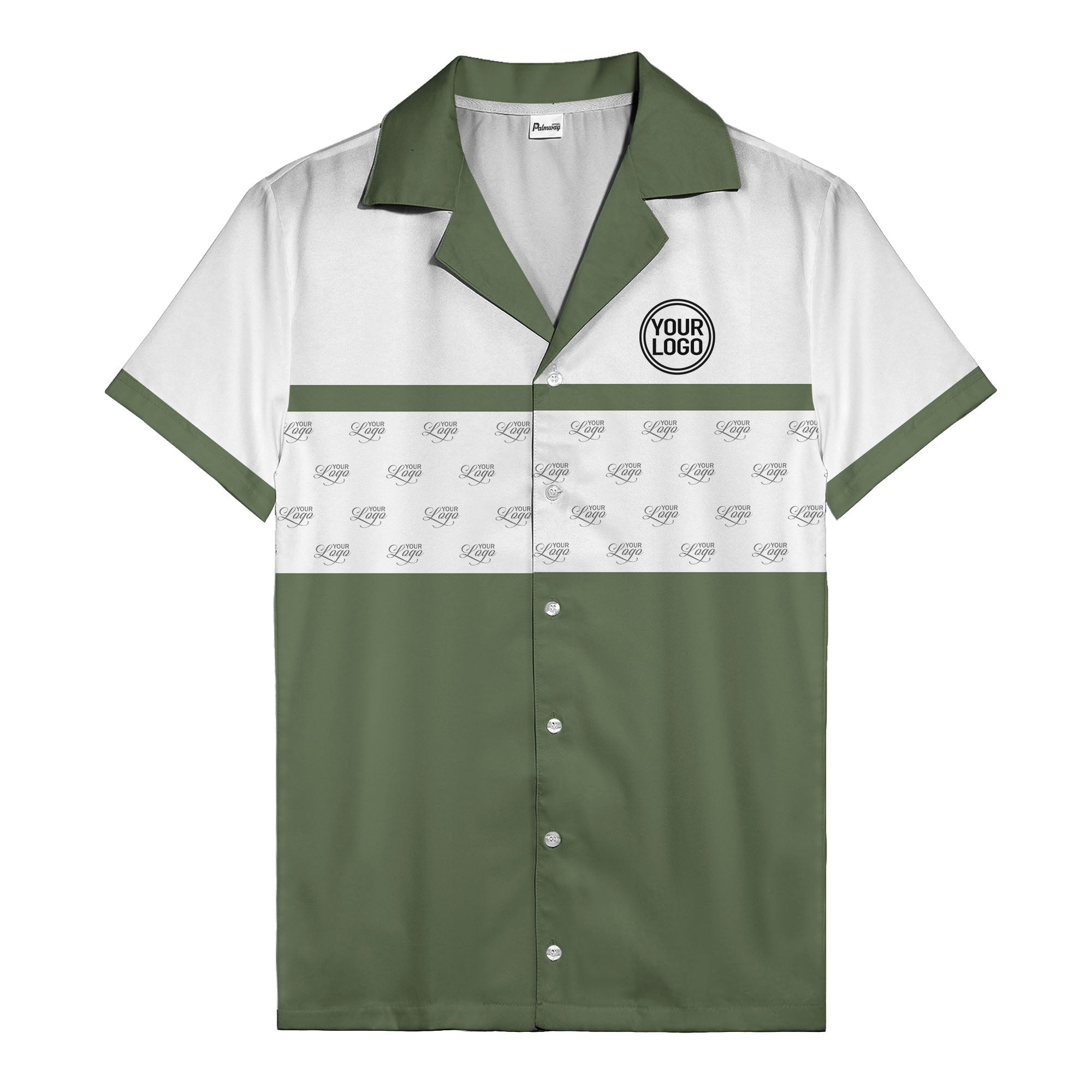 retro bowling custom logo repeat hawaiian shirt for men