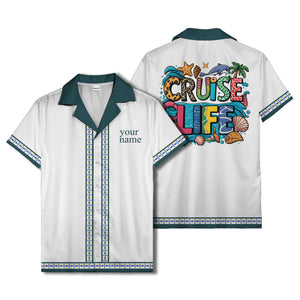 retro bowling diamond geometric personalized hawaiian shirt for men