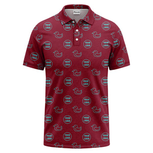 rubber duck & custom logo circle pattern polo shirt for men