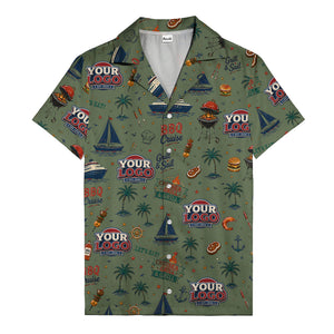 sailboats anchors ship wheels hamburger shrimp steak grill tools hawaiian shirt for men