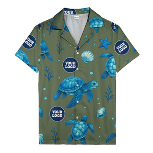 sea turtles & coral seashells aloha navy hawaiian shirt