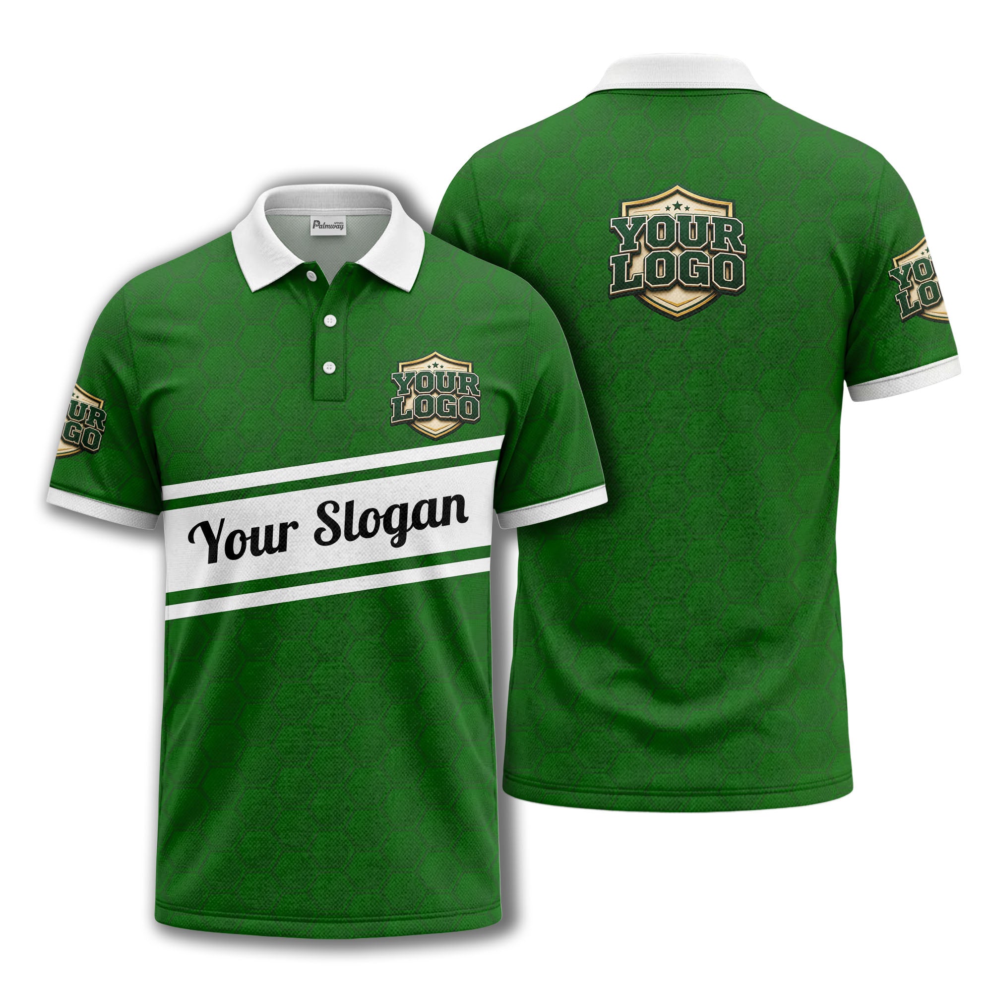 shield logo stars hexagon pattern polo shirt for men
