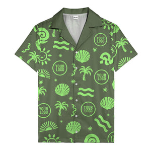 silver palm trees seashells sun waves vintage cartoon hawaiian shirt