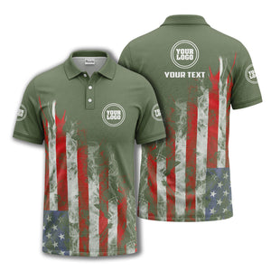 smoky american flag stars & stripes patriotic bold golf polo shirt
