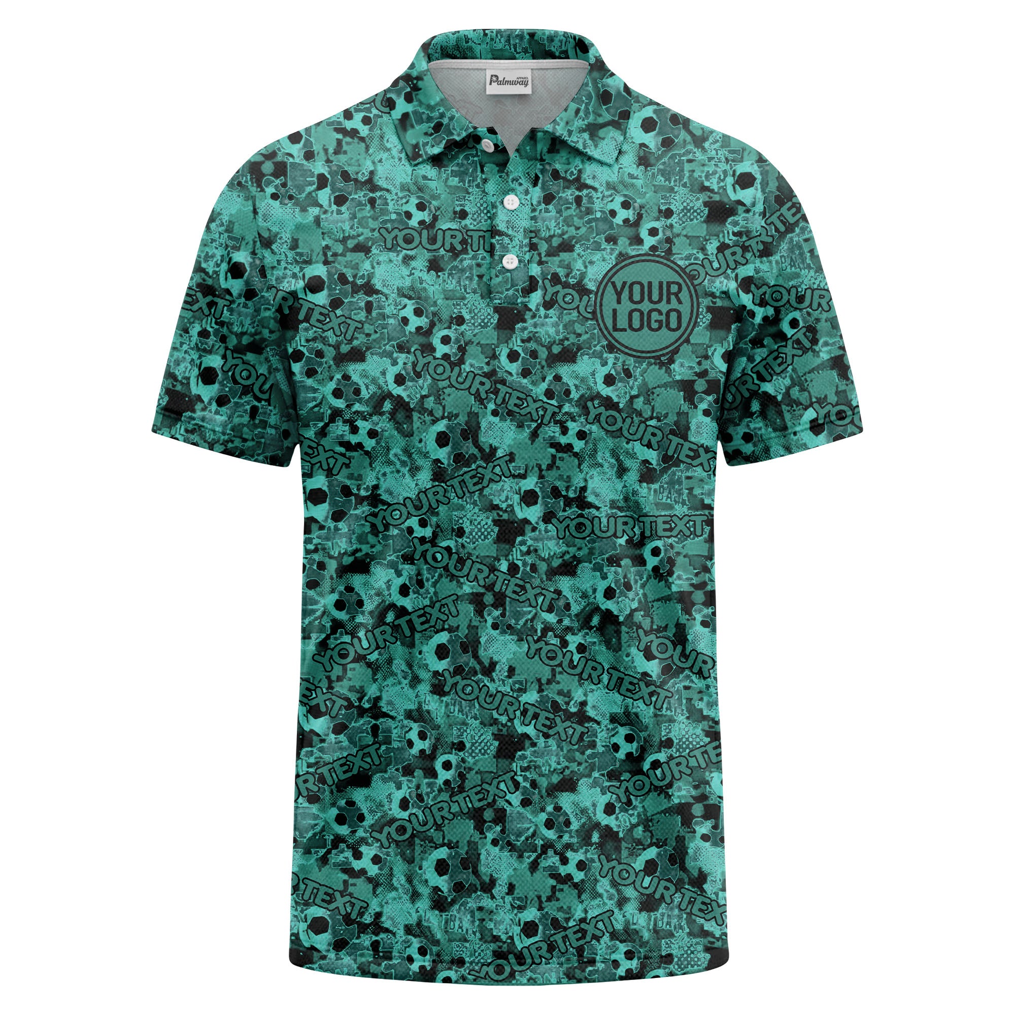 soccer ball camouflage custom logo polo shirt for men