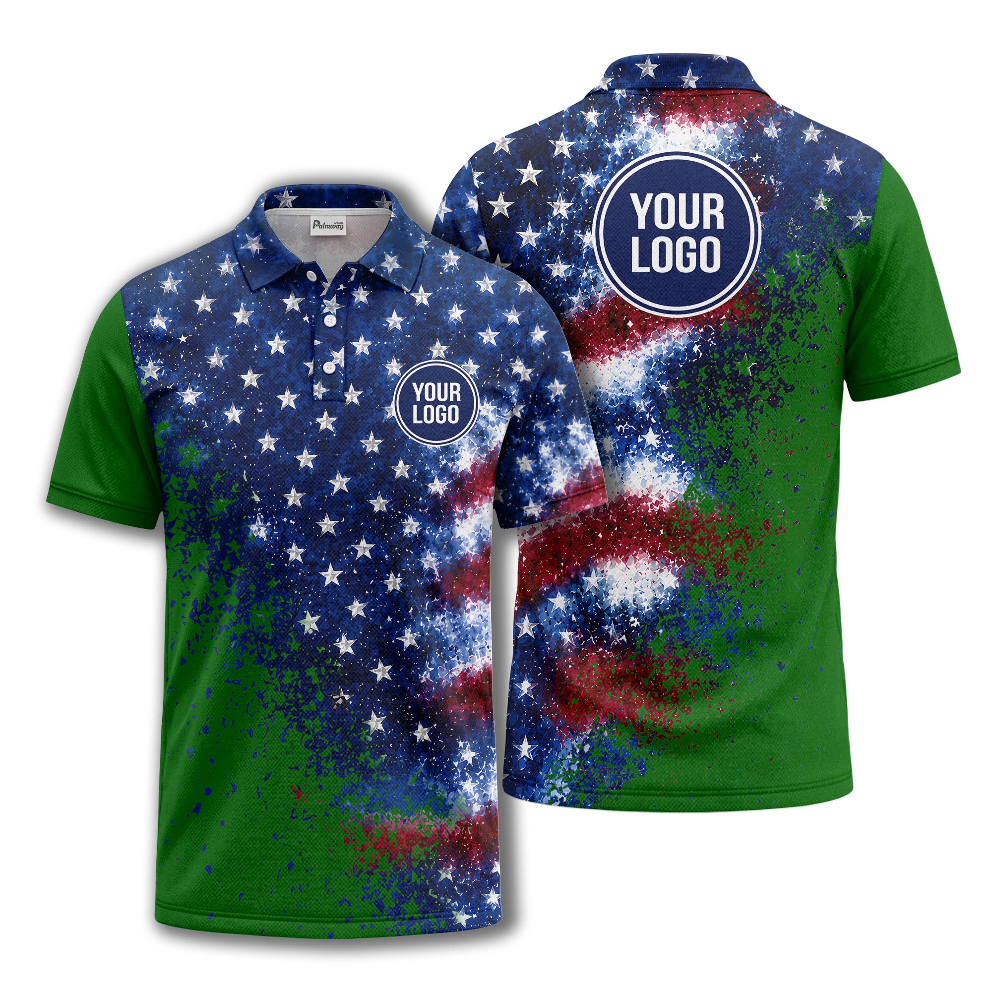 stars & stripes american flag all over print polo shirt