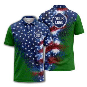 stars & stripes american flag all over print polo shirt