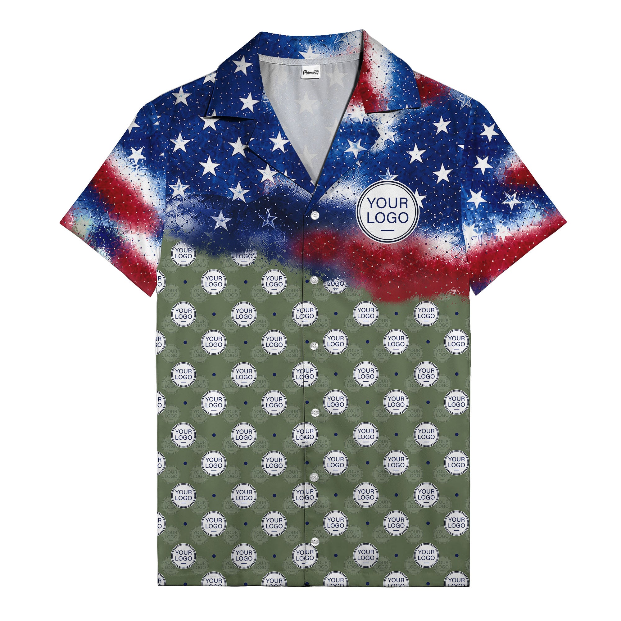 stars & stripes american flag custom logo patriotic hawaiian shirt