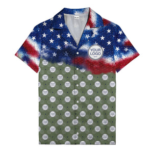 stars & stripes american flag custom logo patriotic hawaiian shirt