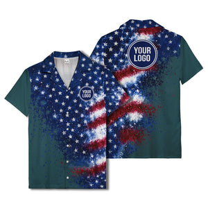 stars & stripes watercolor splash patriotic hawaiian shirt