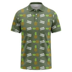 sunflower pineapple repeat custom logo polo shirt for beach days