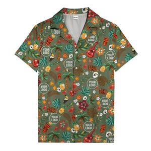 tiki masks & pineapples watercolor hawaiian shirt with toucans & ukuleles