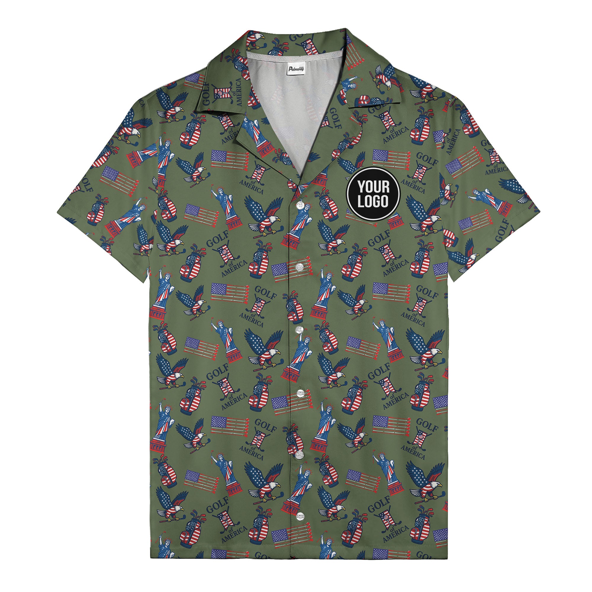 vintage 50s bald eagles & statue of liberty golf hawaiian shirt