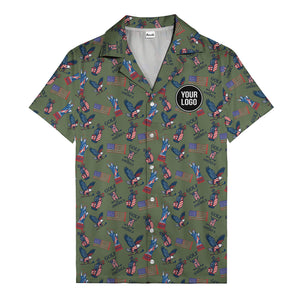 vintage 50s bald eagles & statue of liberty golf hawaiian shirt
