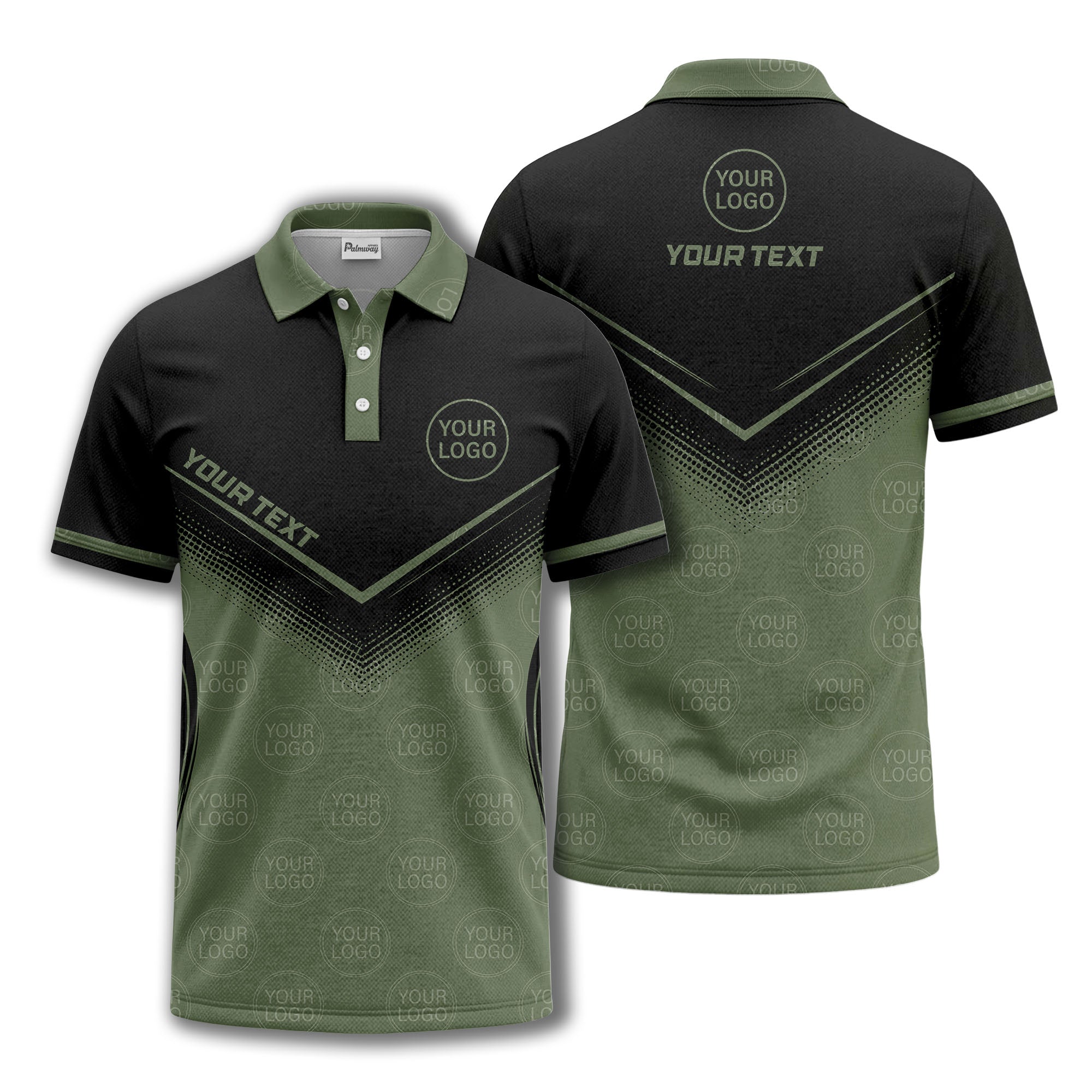 v-shape geometric halftone gradient golf polo shirt for men