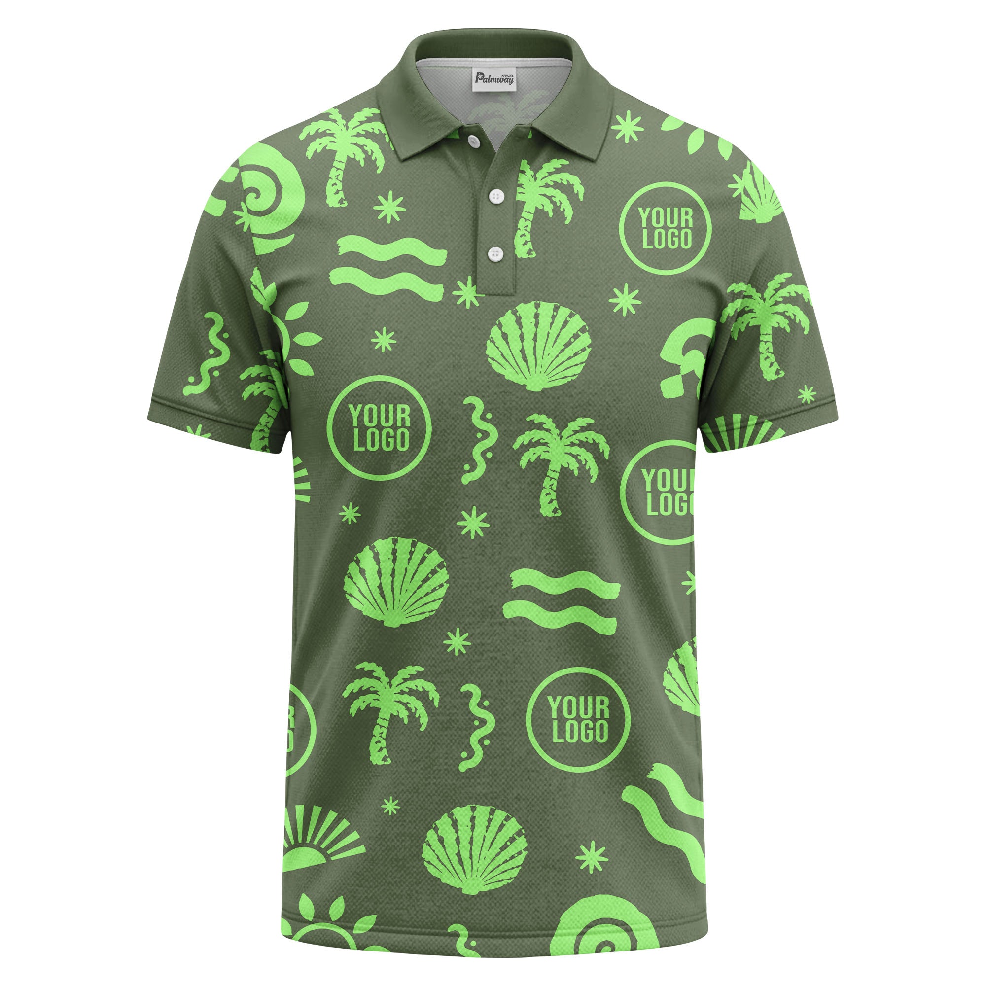 watercolor palm trees seashells waves polo shirt for beach vacation