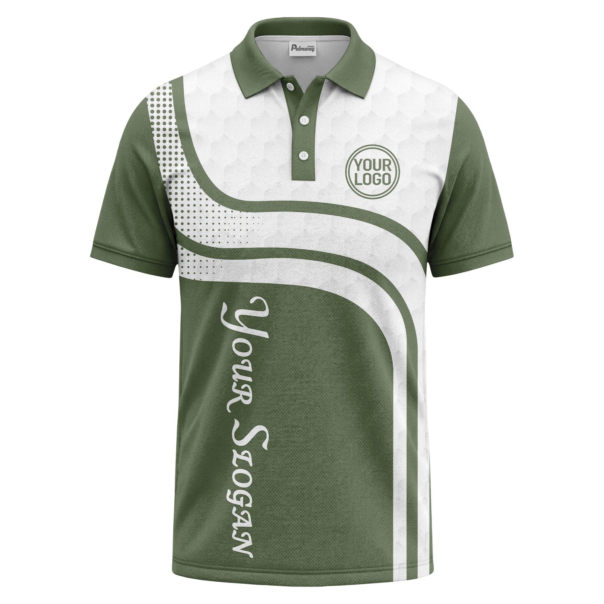 wave hexagon graphic golf polo shirt with custom logo