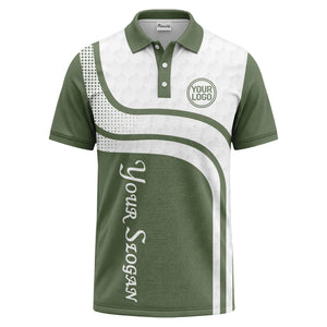 wave hexagon graphic golf polo shirt with custom logo