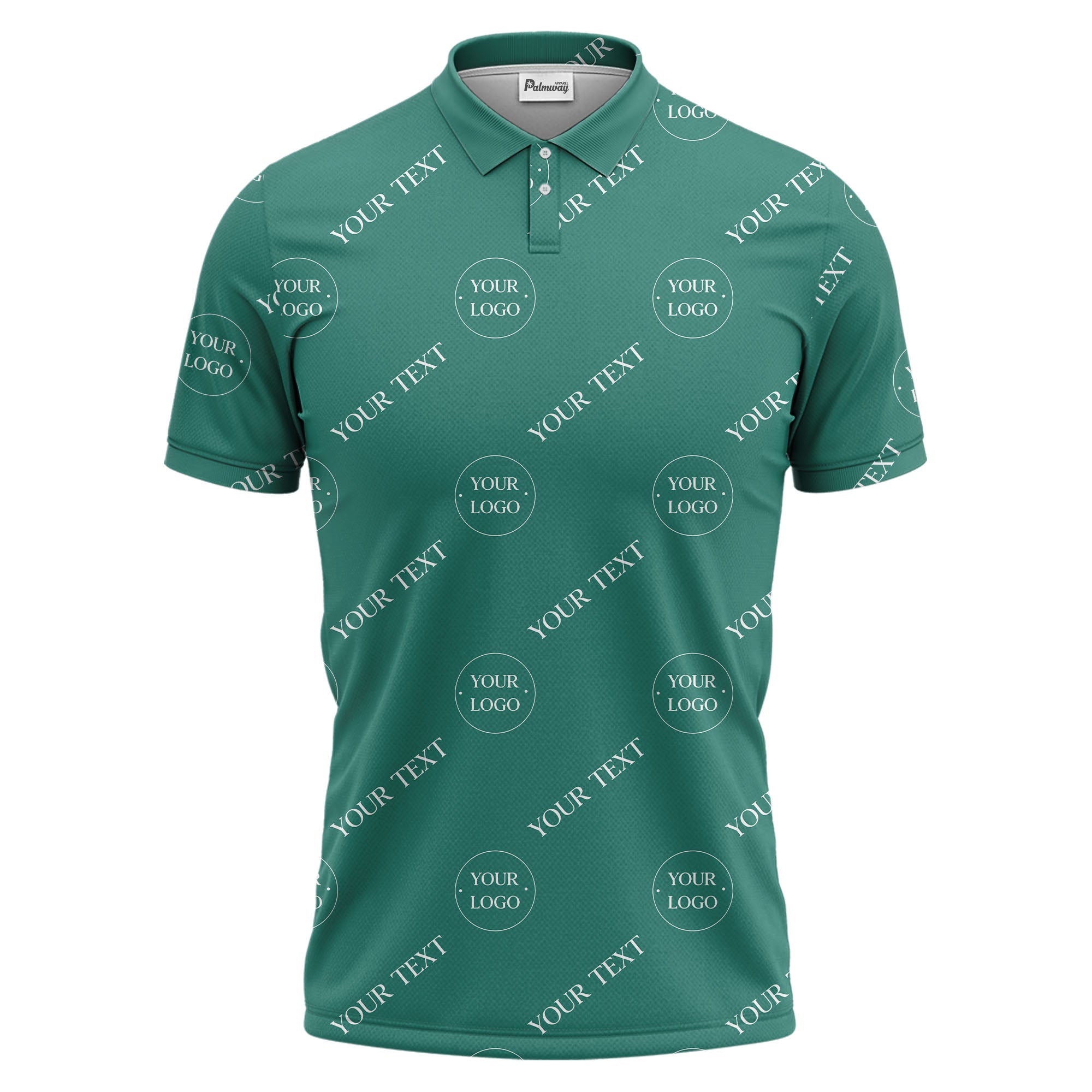 your name & logo repeat pattern black polo shirt for men