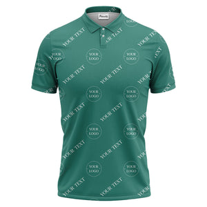 your name & logo repeat pattern black polo shirt for men