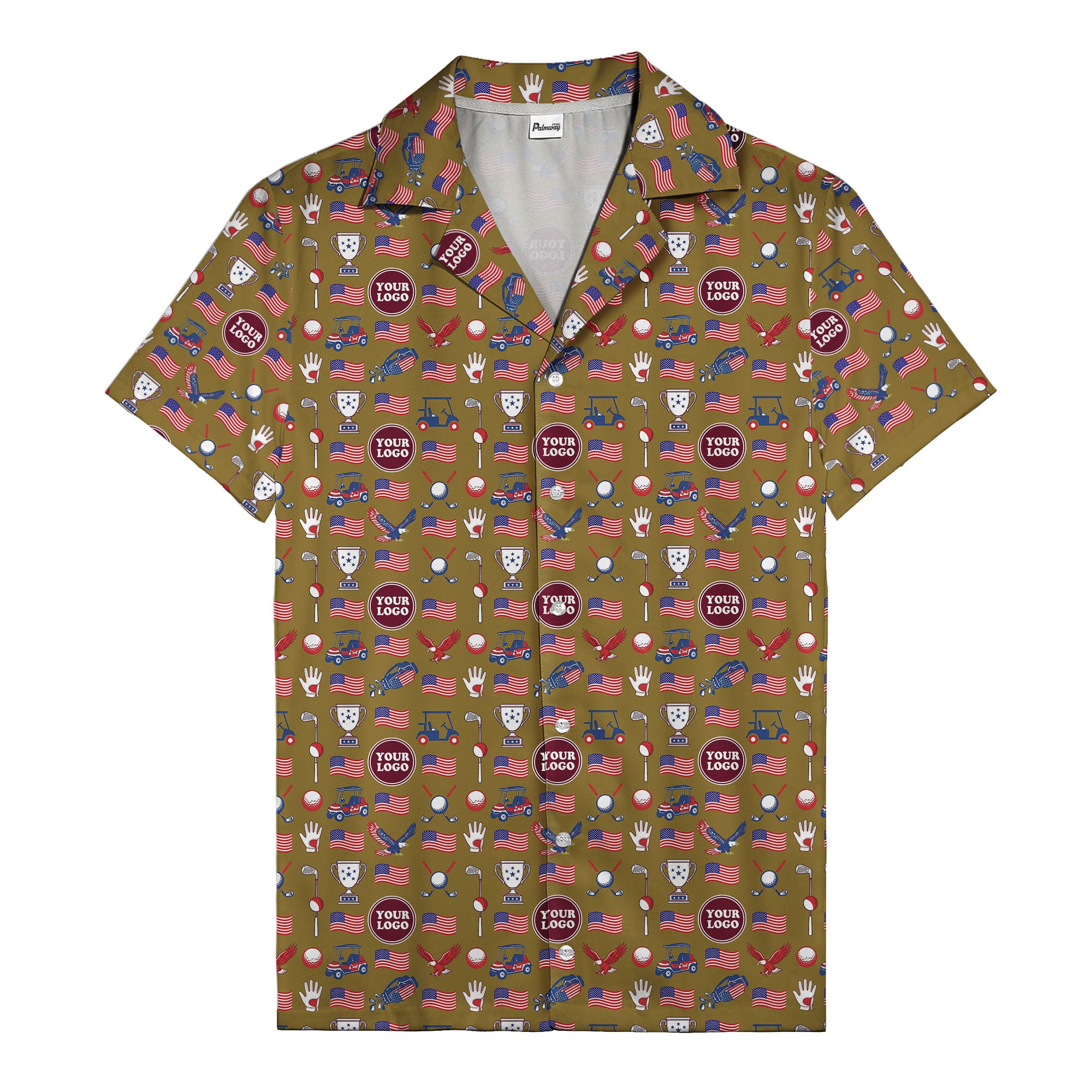 american flag eagle golf cart trophy hawaiian shirt for men