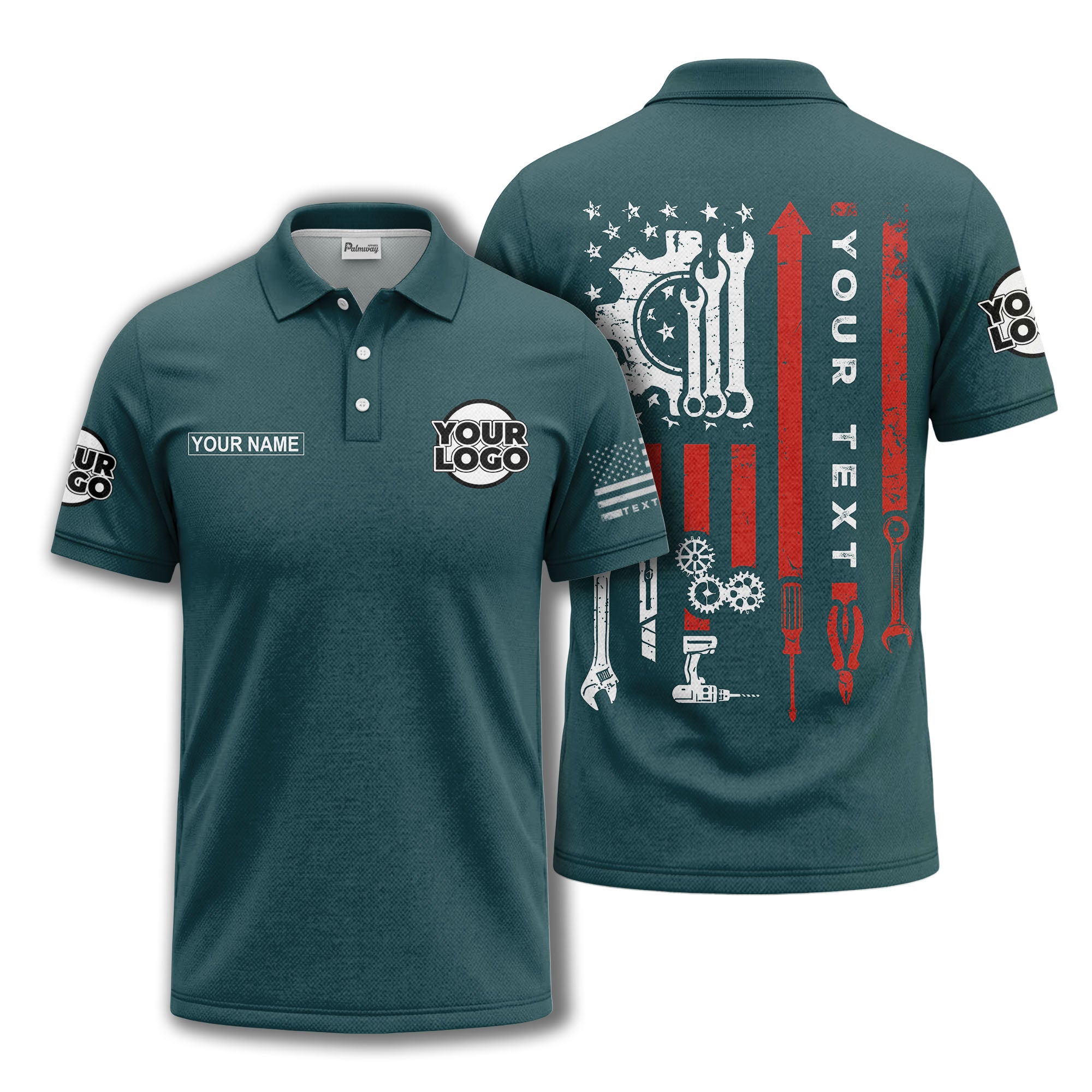 american flag stars & stripes patriotic custom logo polo shirt