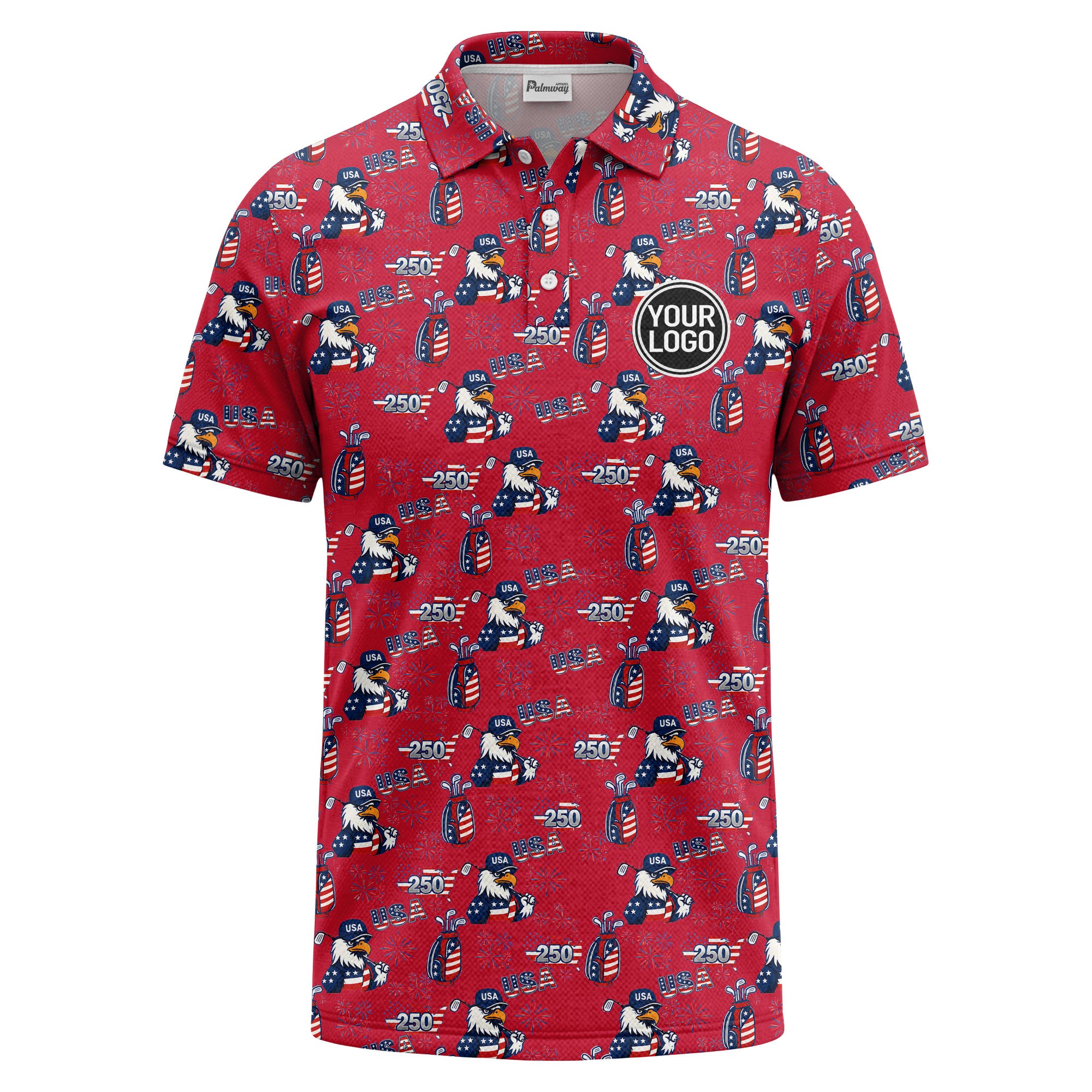 bald eagles golf bags fireworks patriotic polo shirt for men